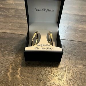 24kt Gold over Pure Silver plates Silver Reflection‎ Earrings NIB